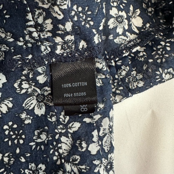 Express Womens Spaghetti Strap Ruffled Navy Blue White Floral Tank Top Size XS - Picture 6 of 10